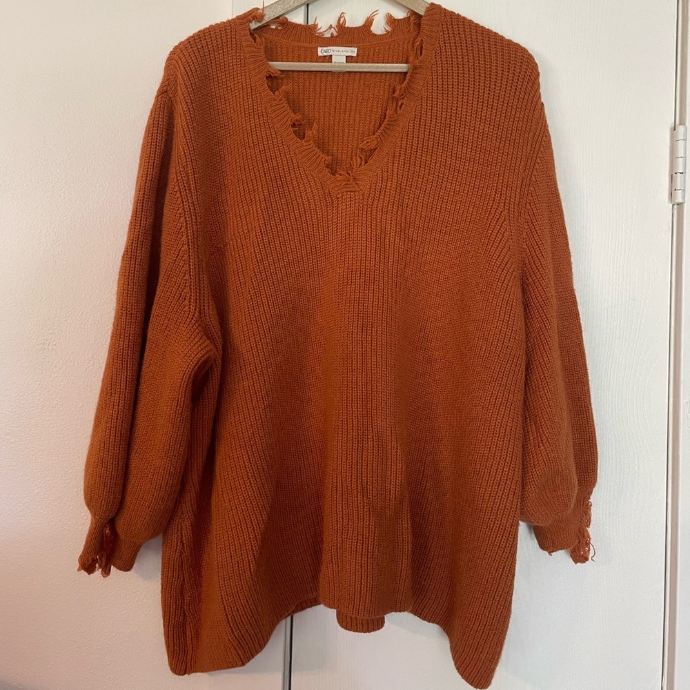 Distressed Orange Sweater